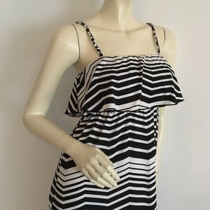 Chevron print maxi dress with ruffle